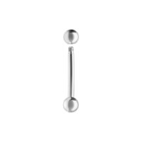 Micro Bananabell Piercing in titanio argento Bananabell in titanio argento con due sfere su sfondo bianco