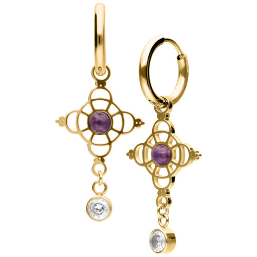 Little Amethyst Hoops Pair - Oro