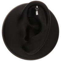 Argento Baguette Cristallo Rook Inserto Modello di orecchio nero con piercing in cristallo baguette argento